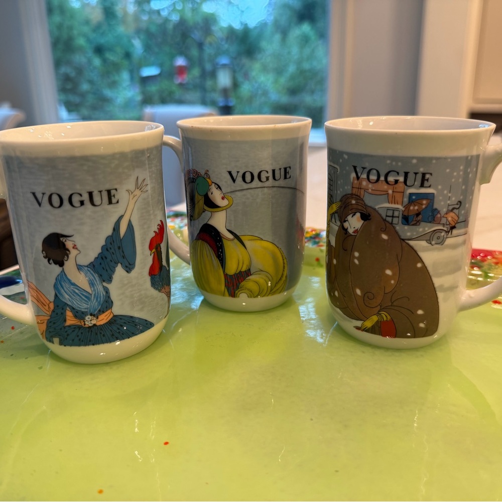 Vogue Artistic Mug Trio - Blue, Yellow, Red